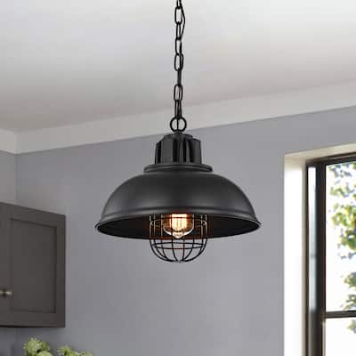 Almonte Matte Black Bowl Metal Shade 1-Light Pendant Light