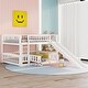 preview thumbnail 1 of 12, Full Over Full Bunk Bed with Slide and Fence, Sturdy Pinewood Frame with Convertible Ladder for Kids and Teens White