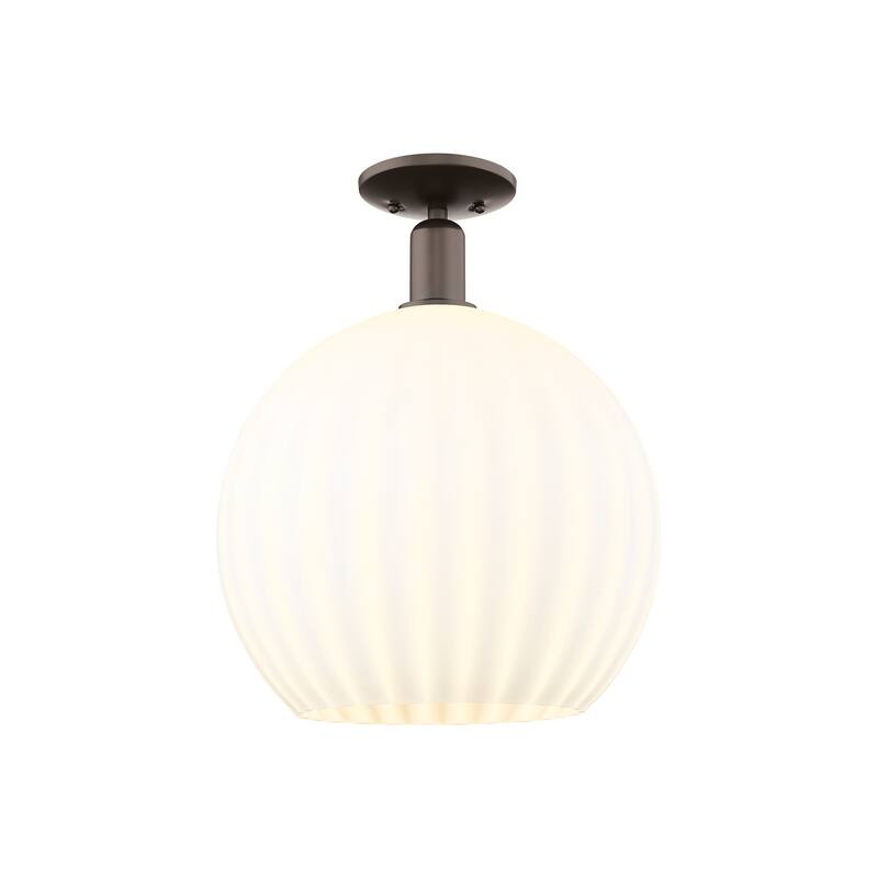 Innovations Lighting 716-1C-19-14 White Venetian Semi-Flush White - Oil Rubbed Bronze / White Venetian