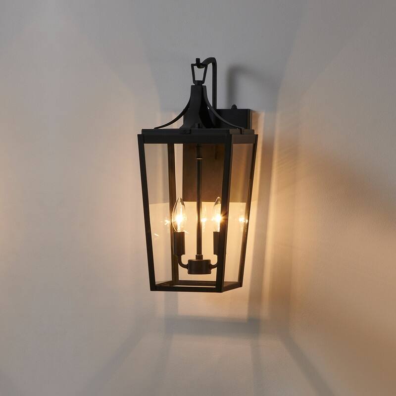 KAWOTI Dusk to Dawn Outdoor Wall Light Industrial Sandy Black - W8.38" x H20.1"x D10"