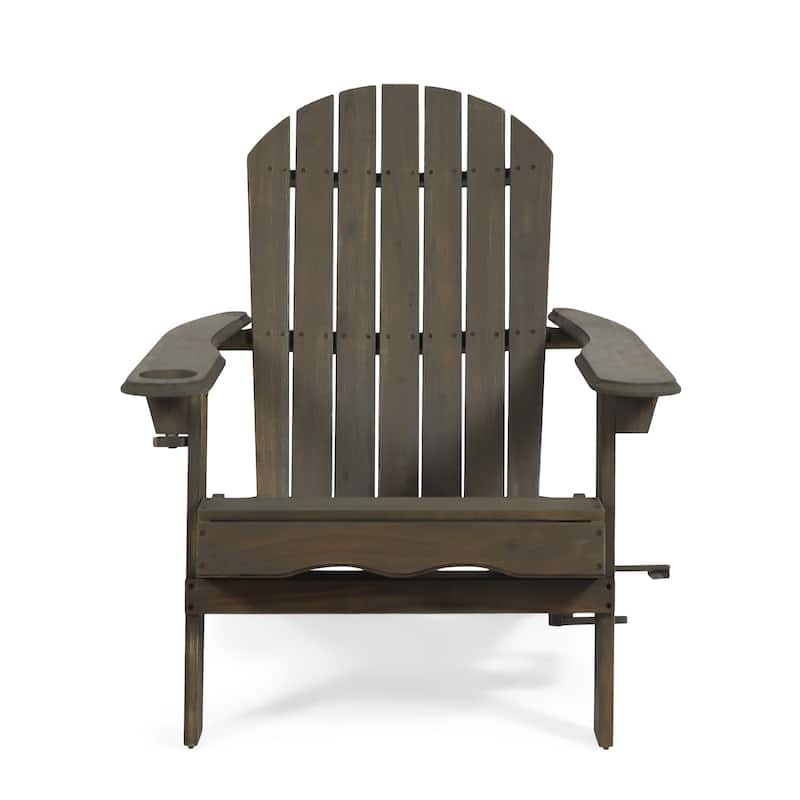 Roomfitters Adirondack Folding Patio Chair with Built-In Cup Holders, Weather-Resistant Outdoor Lounger