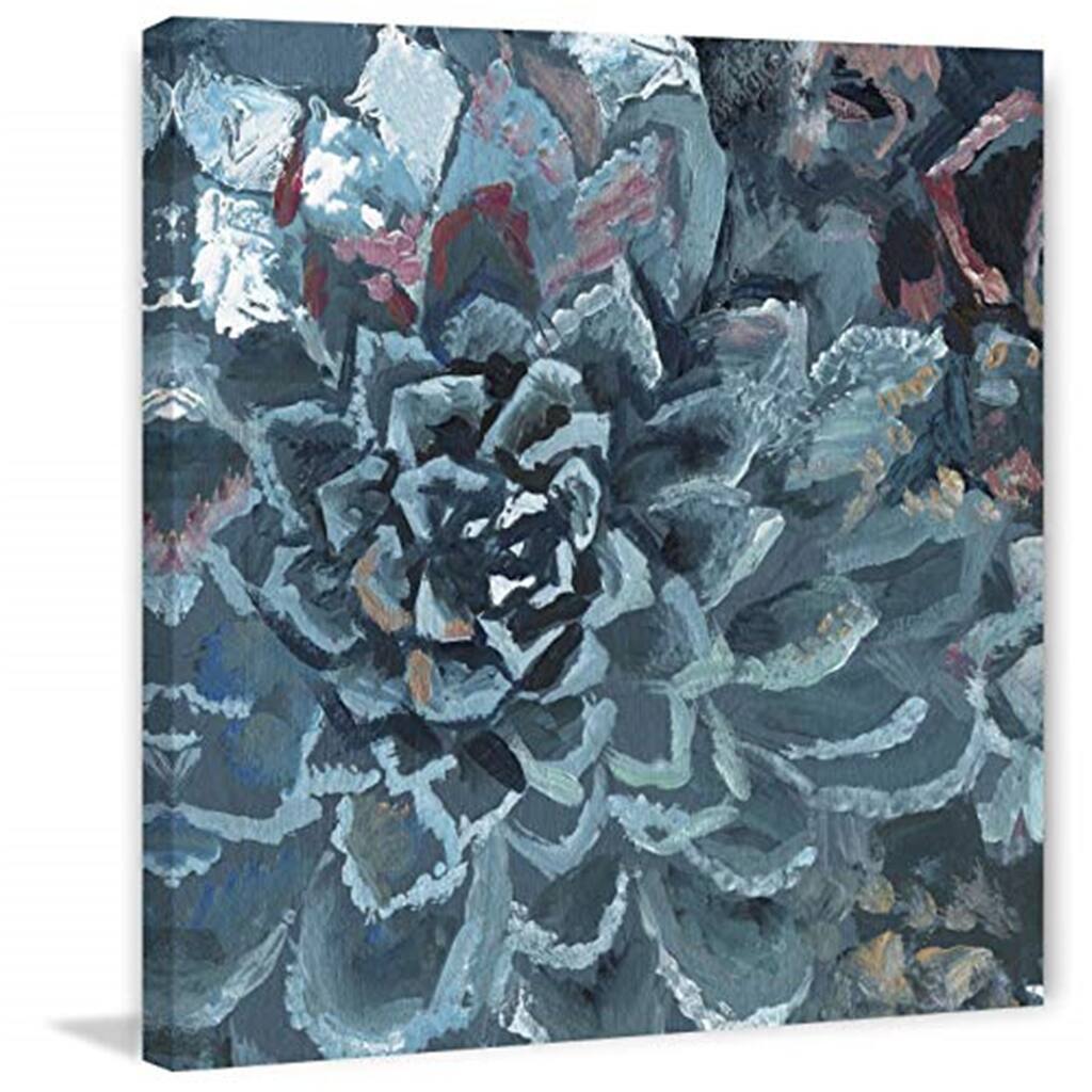 Coastal Charm Canvas Wall Art - 40" Succulent Spotlight Painting Print on Wrapped Canvas - Large Modern Home Decor