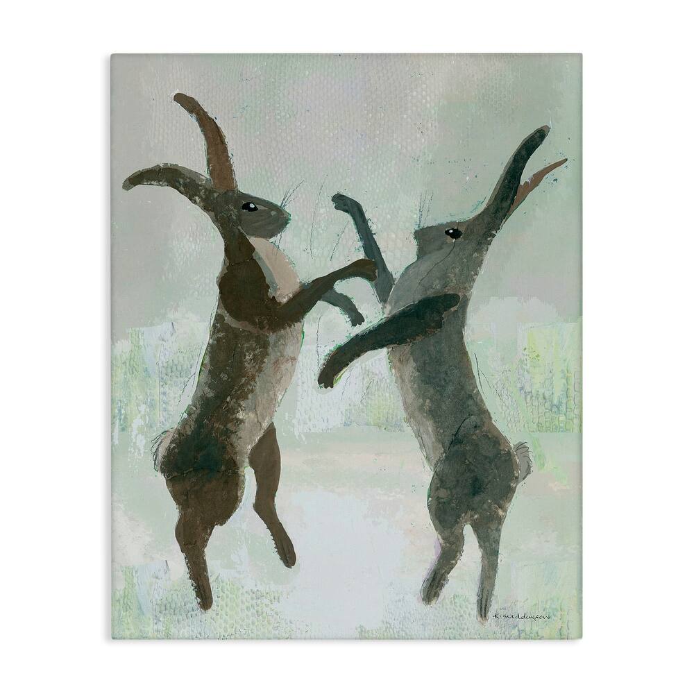 Stupell Boxing Hares Impression Canvas Wall Art Design By Kay Widdowson