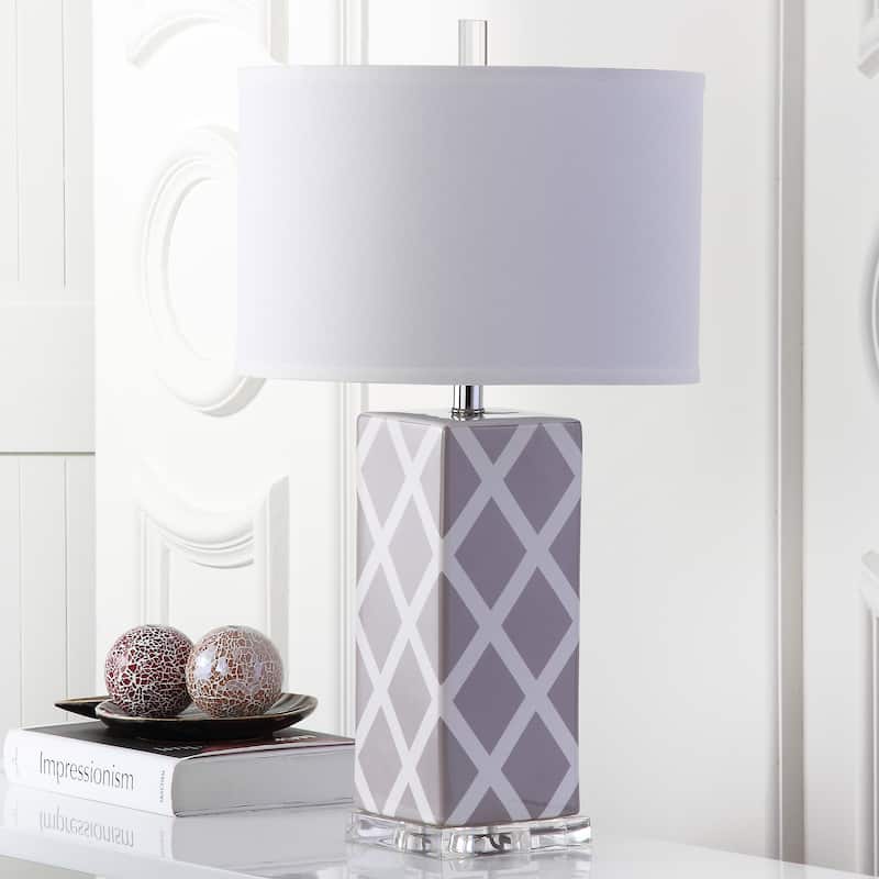 SAFAVIEH Lighting Cami 27-inch Navy Garden Lattice Table Lamp (Set of 2) - 15"x15"x27" - 15Wx15Dx27H