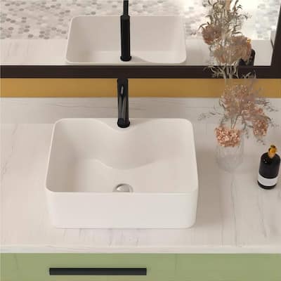 Dornberg 16"x12" White Ceramic Rectangular Vessel Bathroom Sink
