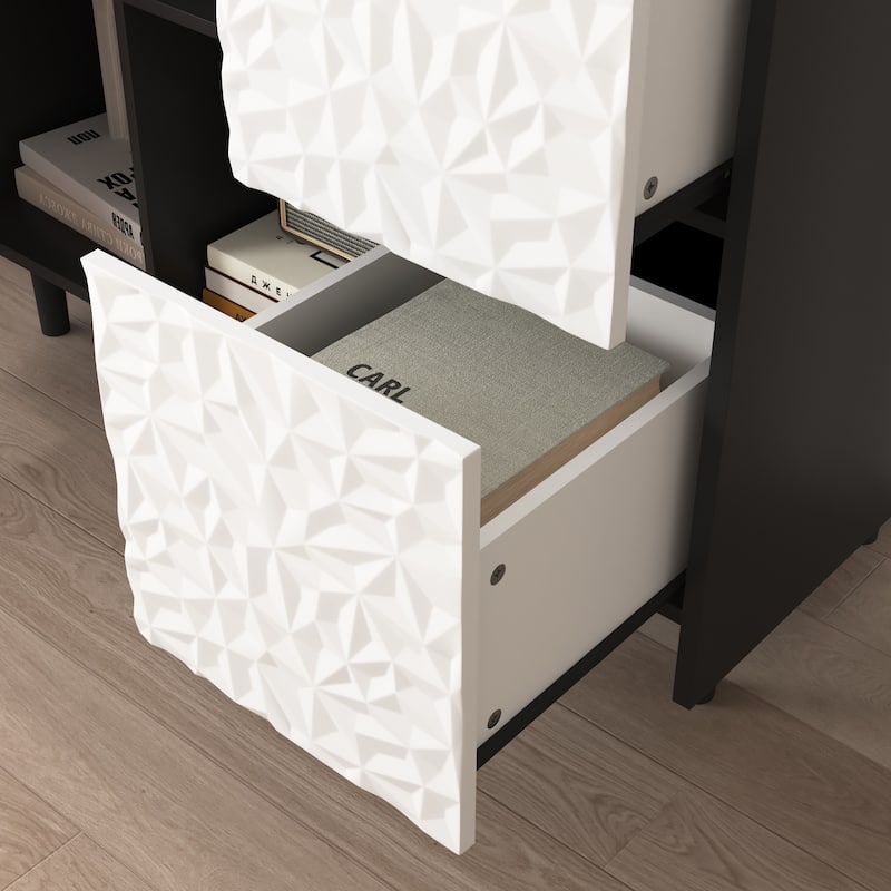 Sideboard Buffet Cabinet with 2 Drawers, Coffee Bar Cabinet with 2 Open Storage Compartment, Accent Cabinet with Metal Legs