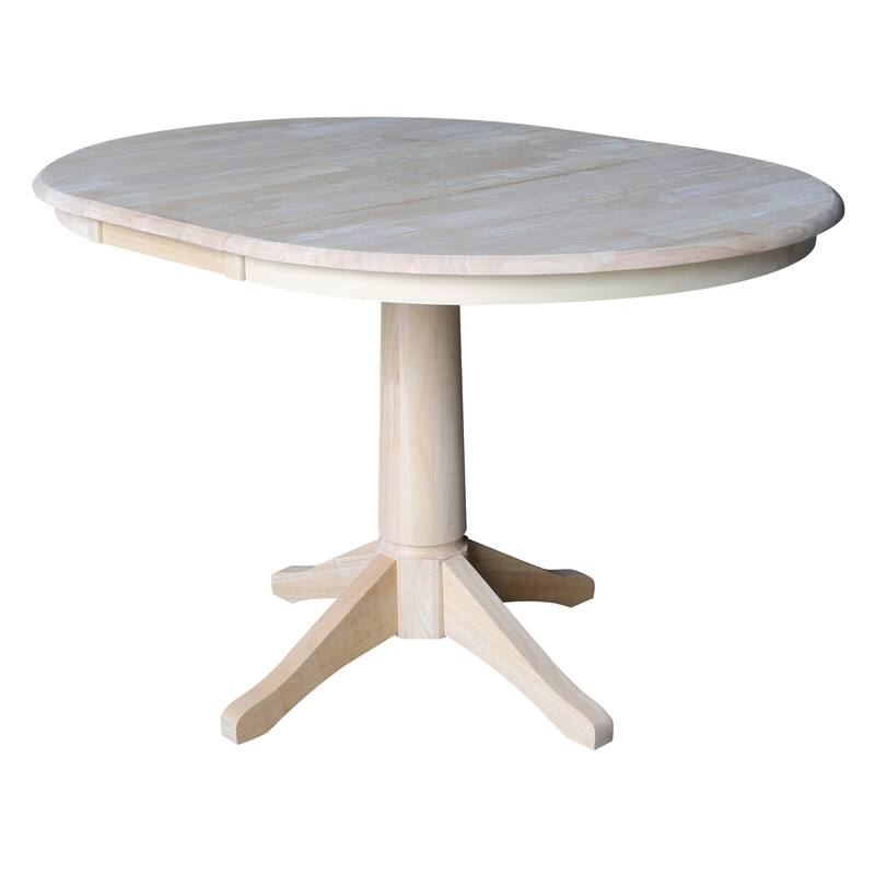 36" Round Pedestal Table With 12" Leaf - Unfinished