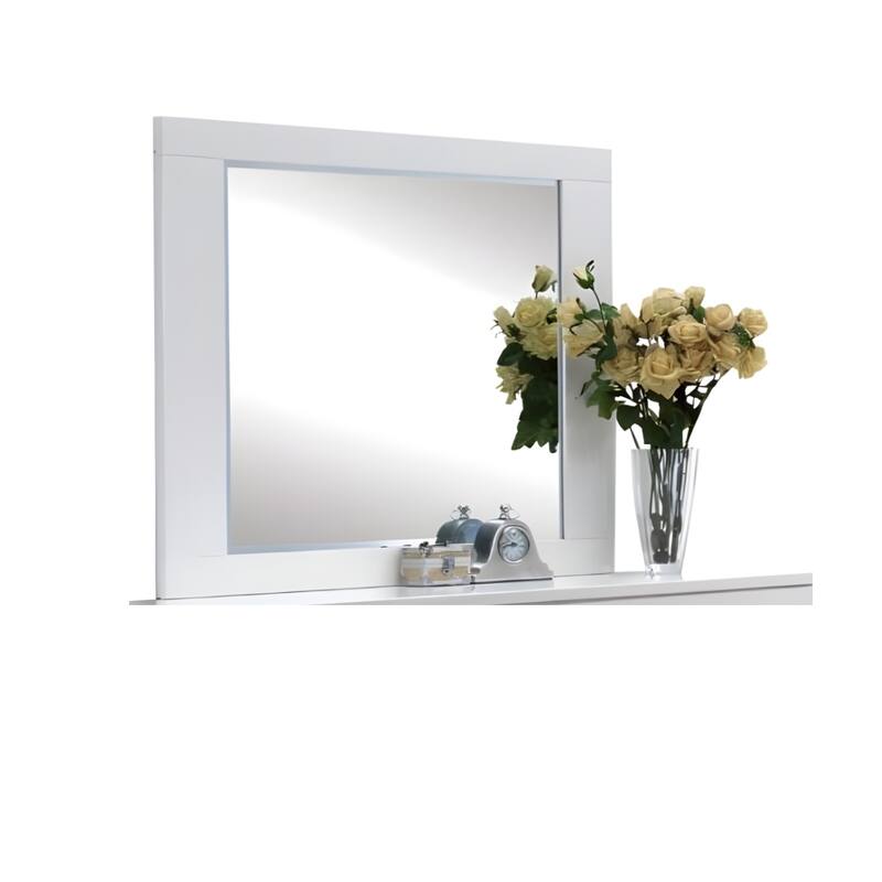 HomeRoots 37" White Wood Framed Mounted Dresser Mirror - 46' X '37' X '1
