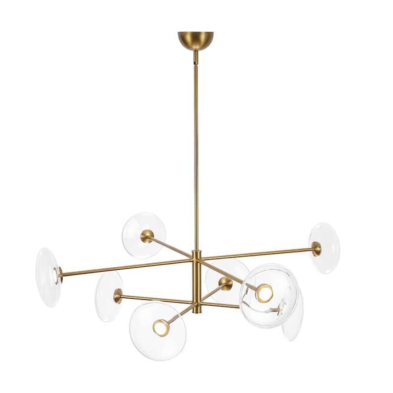 8-Light Glass Shade Dimmable LED Sputnik Chandelier 41-inch