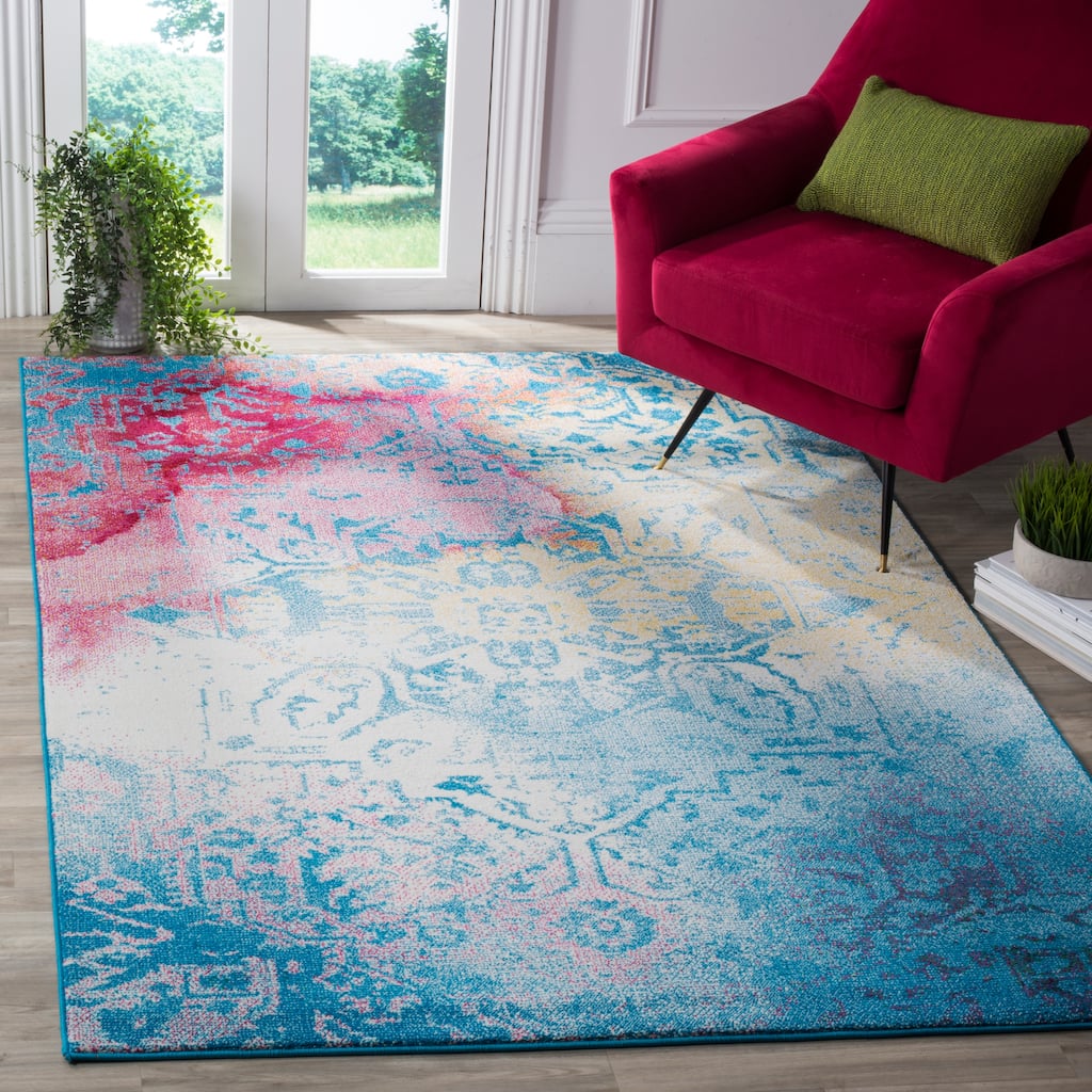 SAFAVIEH Watercolor Sally Modern Abstract Medallion Rug