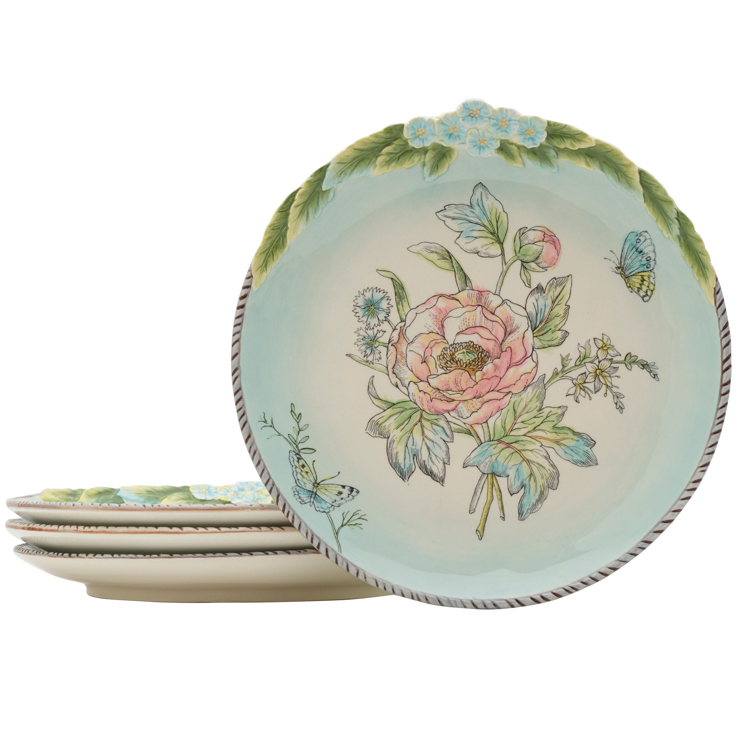Bee and Willow Home Milbrook 4 Piece 10 Inch Round Stoneware Dinner Plate Set in White Bed Bath Beyond 39926600