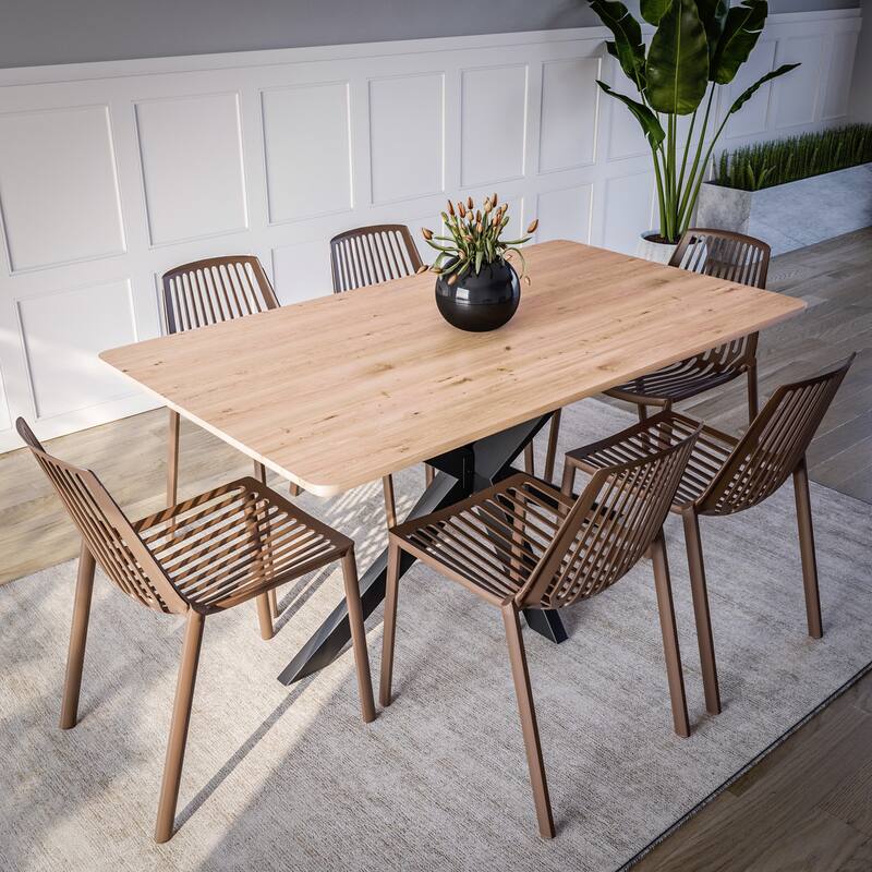 Acken Modern Sleek Ergonomic Stackable Dining Chair with Plastic Floor Glides No Assembly