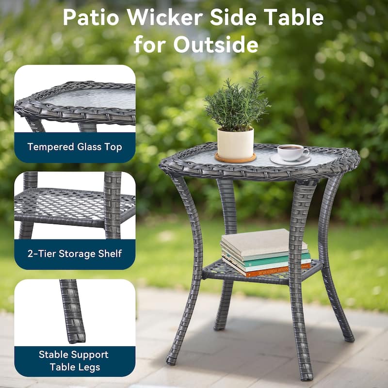Pocassy Outdoor 7PCS 3-Seat Sofa Swivel Chairs Table Ottoman