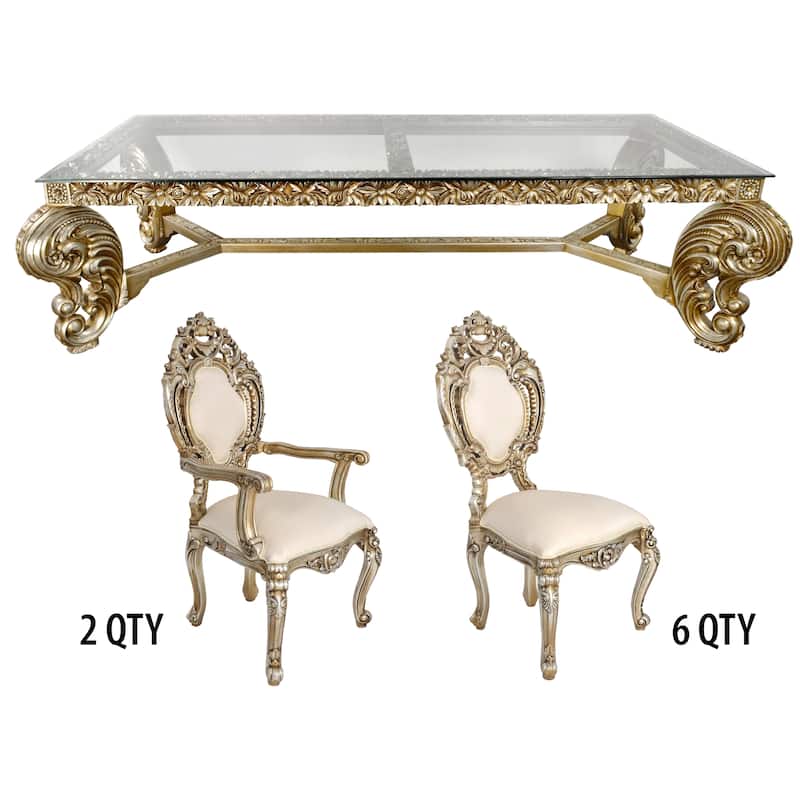 Platine Rococo Dining Table Set of 9 (KIT)