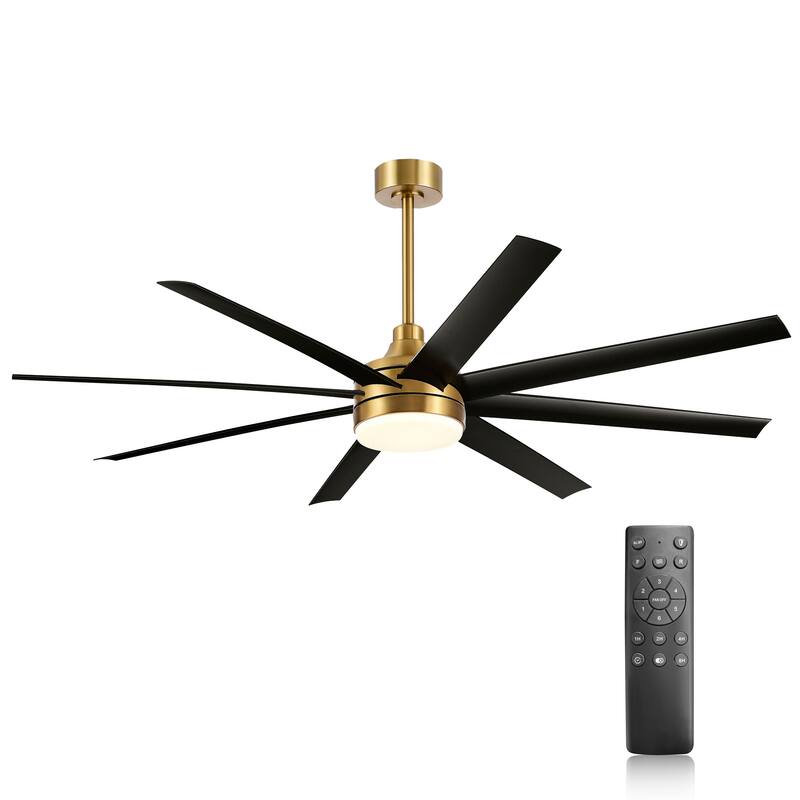 65/72/84 Inches Large LED Ceiling Fan with Light Remote(8-Blade)