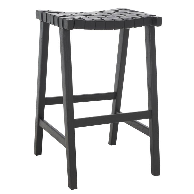 SAFAVIEH Remzija 30-inch Woven Leather Rectangle Bar Stool - 20" W x 19" D x 30" H