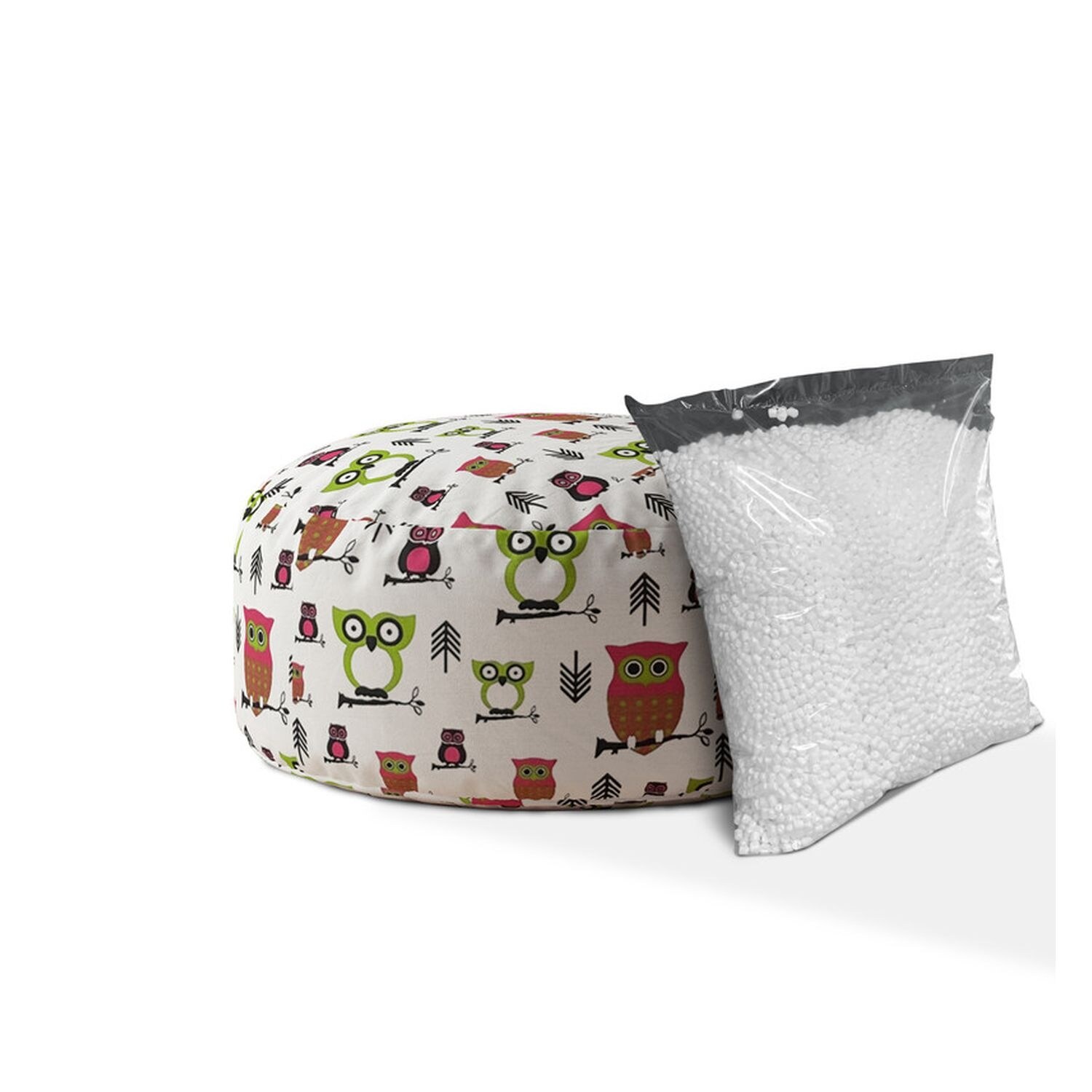 Under Desk Animal Print Bean Bag Ottoman Cotton Fabric Pouf