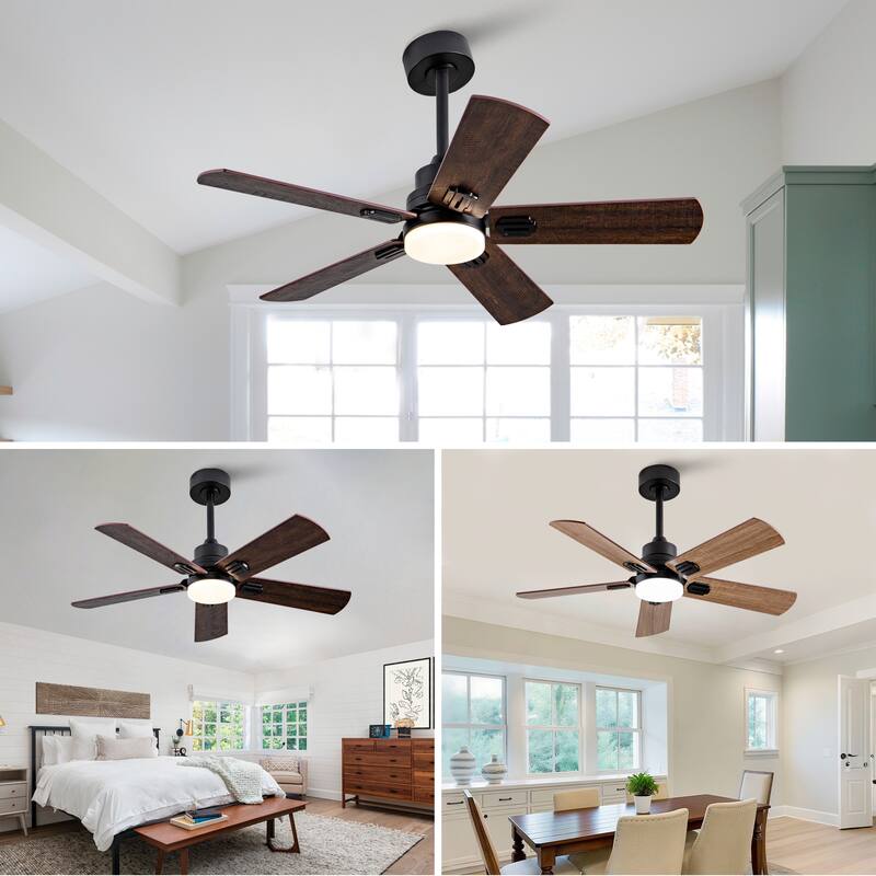 42" Ceiling Fan with Light, Remote Control, Dimmable LED, 6-Speed Quiet DC Motor