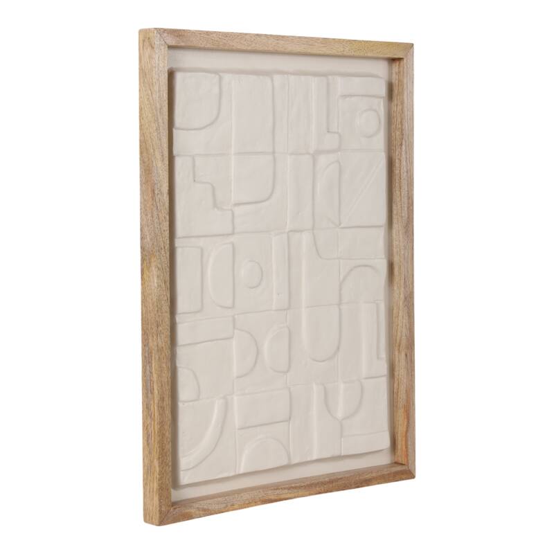 Paper Wood Framed Art Geo Modern Abstract Texture - 29x22" White