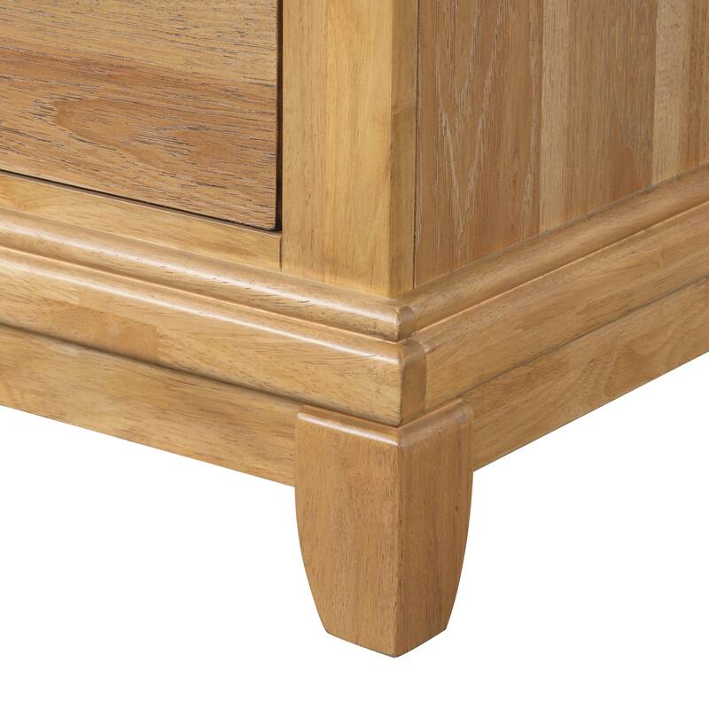 Furniture of America Wellington Farmhouse Natural Oak Wood 6-Drawer 2-Piece Dresser and Mirror Set