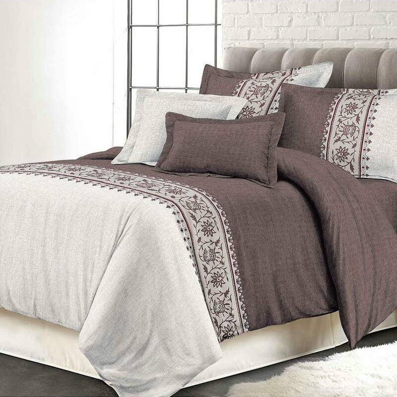 Shatex Kids 2 Piece Textured Striped Comforter Set - Patchwork-Grey - Twin