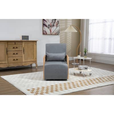 360° Swivel Chair Barrel Chair Hotel Bedroom Linen Lounge Chairs, Grey