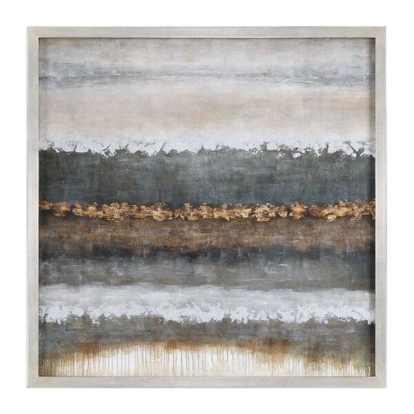 Shop Uttermost 35352 Layers 50 Square Landscape Framed Hand Painted Wall Neutral Layers Silver Champagne Frame Overstock 30839233