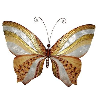 Butterfly Wall Decor Copper And Pearl (m2055) - 1 x 18 x 13