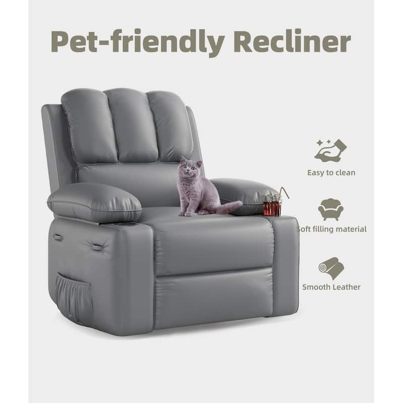 360° Swivel Oversized Recliner Chairs with Heat and Massage