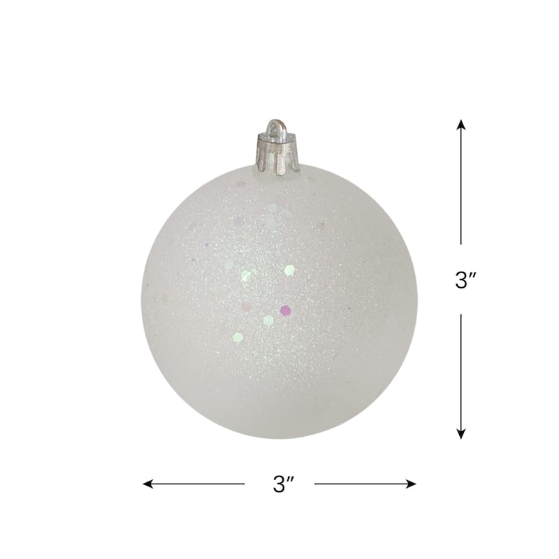 16ct Winter White Shatterproof 4-Finish Christmas Ball Ornaments 3"