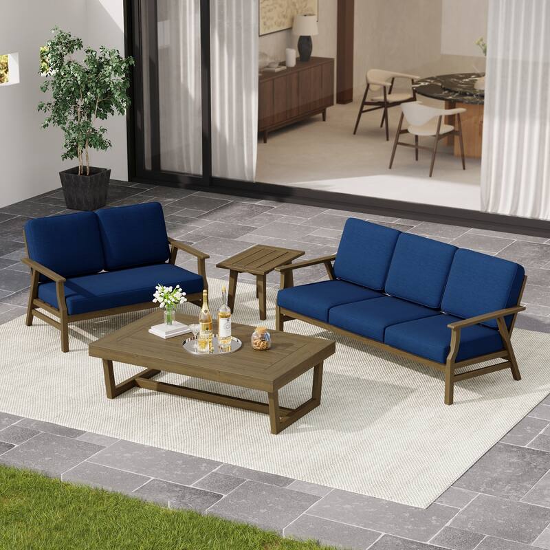 Arthur 4-Piece Teak Wood Patio Conversation Set