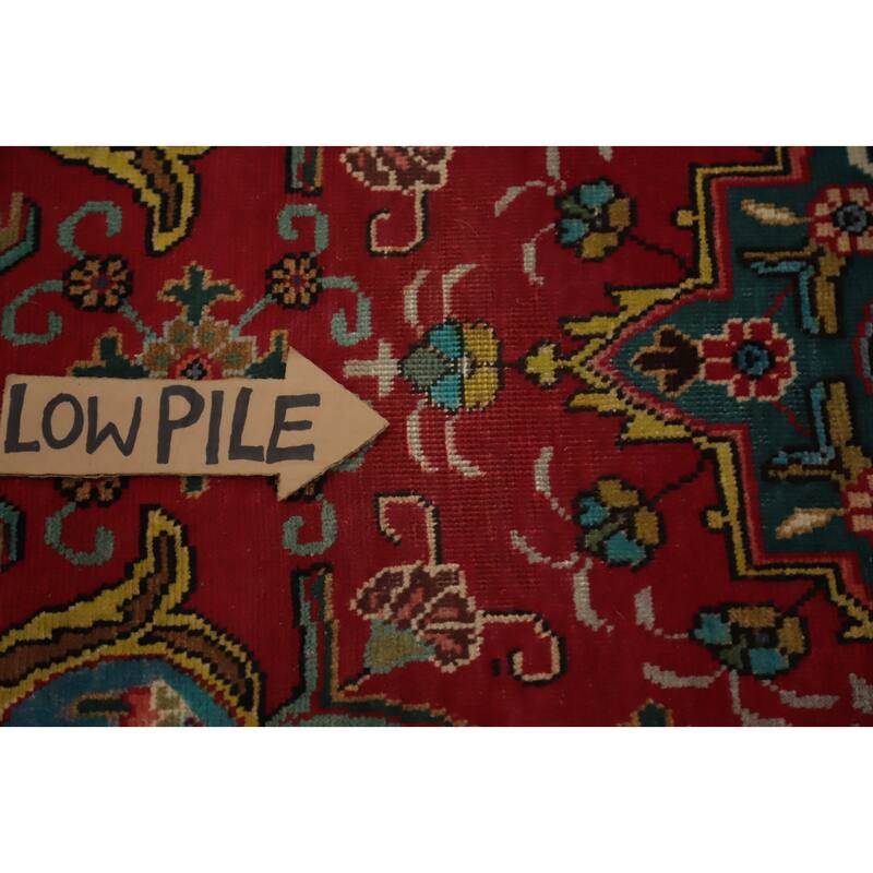 Hand Knotted Oriental 100% Wool Carpet Traditional Floral Red Tabriz Runner Rug - 13' 4'' X 2' 10''