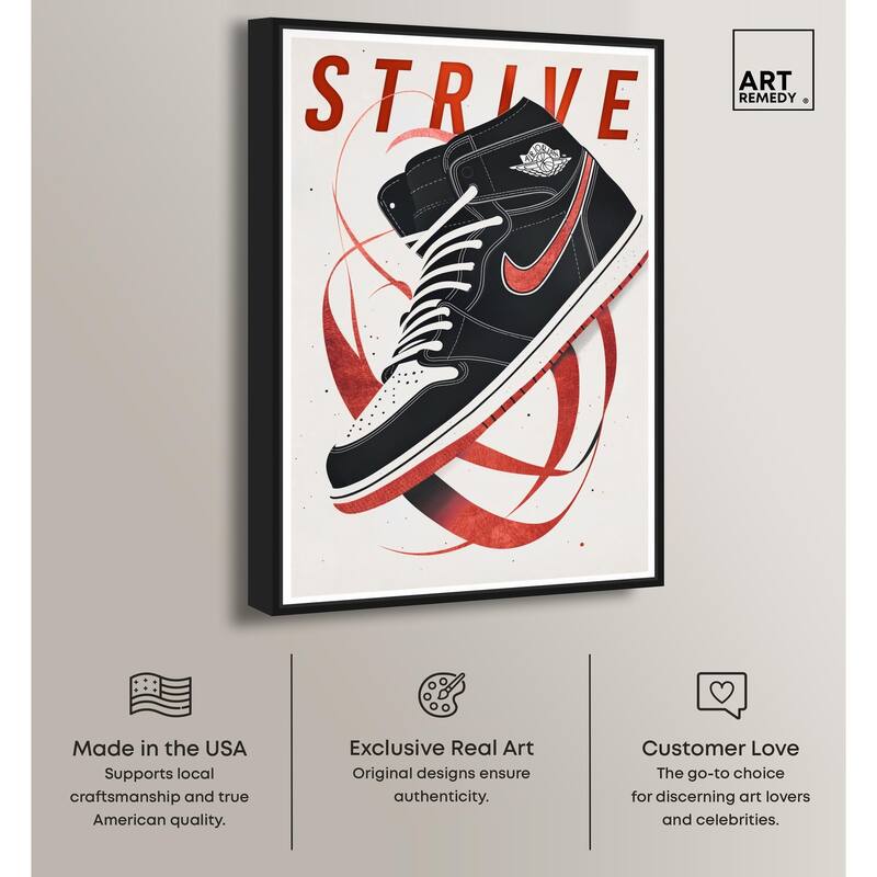 Red Ribbon Sneaker Canvas by Art Remedy