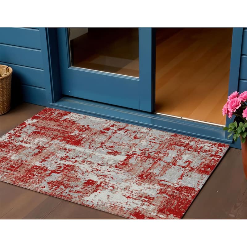HomeRoots Abstract Transitional Rectangle Outdoor Rug - 3' x 5'