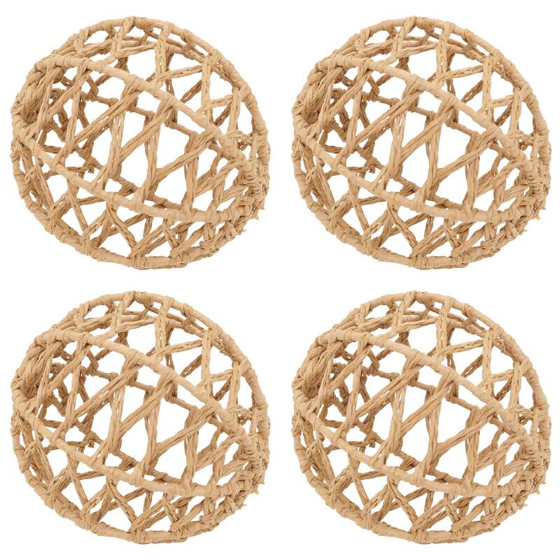 Tangled Charm Raffia Orb (Set of 4) - 4"