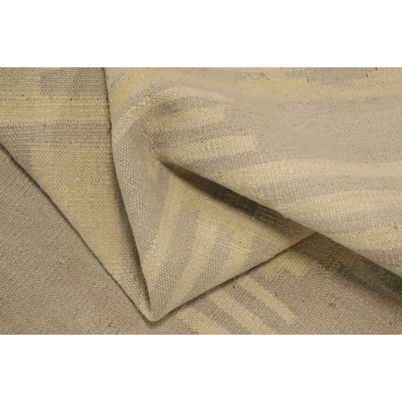 Hand Woven Oriental 100% Wool Carpet Southwestern Tribal Greys & Charcoal Kilim Area Rug - 4' 9'' X 3' 2''