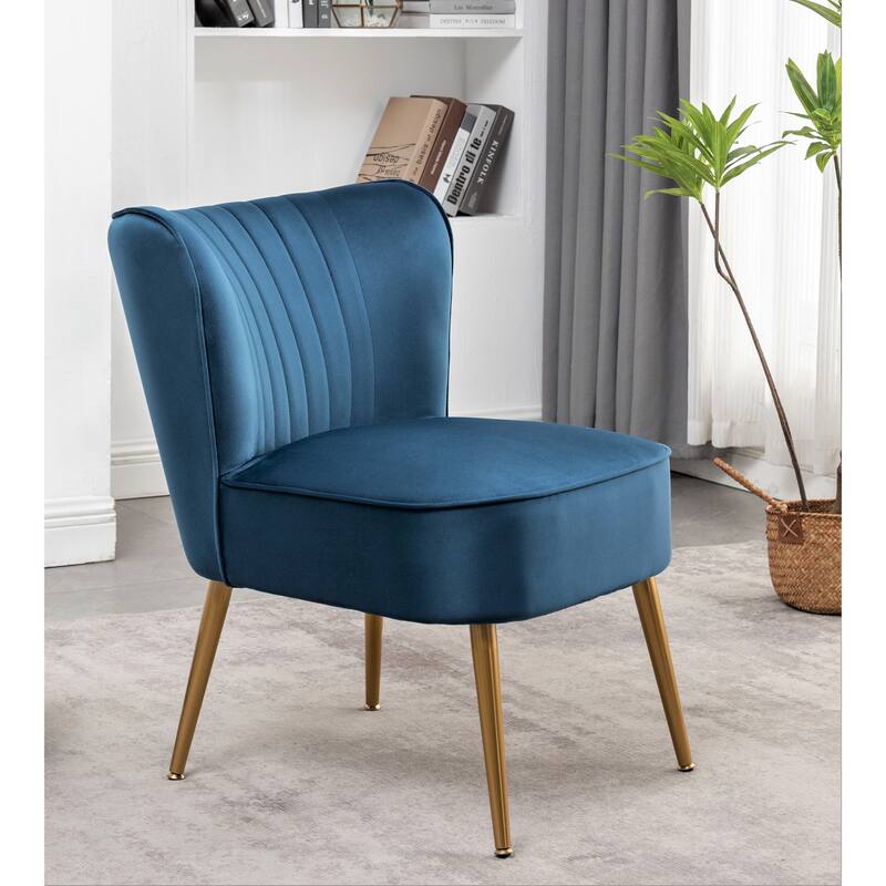 Sauter 23.2" Wide Mid-Century Modern Microfiber Accent Chair - Navy Blue