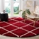 preview thumbnail 96 of 135, SAFAVIEH Hudson Shag Estella Diamond Trellis 2-inch Thick Rug 5' x 5' Round - Red/Ivory