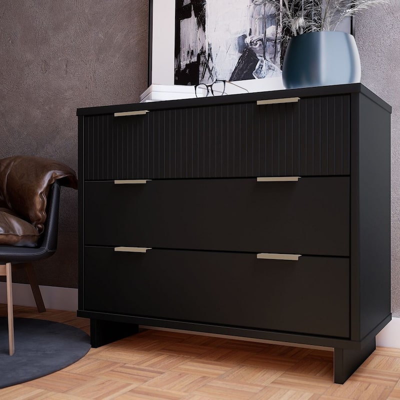Manhattan Comfort Granville 38.18" Modern Standard 3 Drawer Dresser