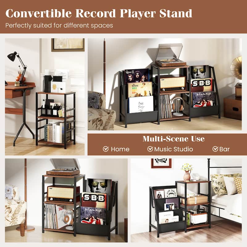 Gymax Record Player Stand w/ Vinyl Storage Turntable Display Stand w/