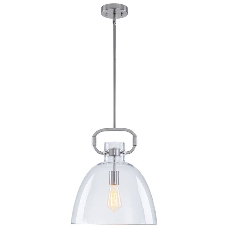 Starskys 1-Light Industrial Pendant Light with Bowl-Shaped Clear Glass Shade