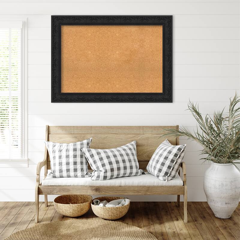 Luxe Black Framed Cork Board - Bulletin Board, Organization Board, Pin Board