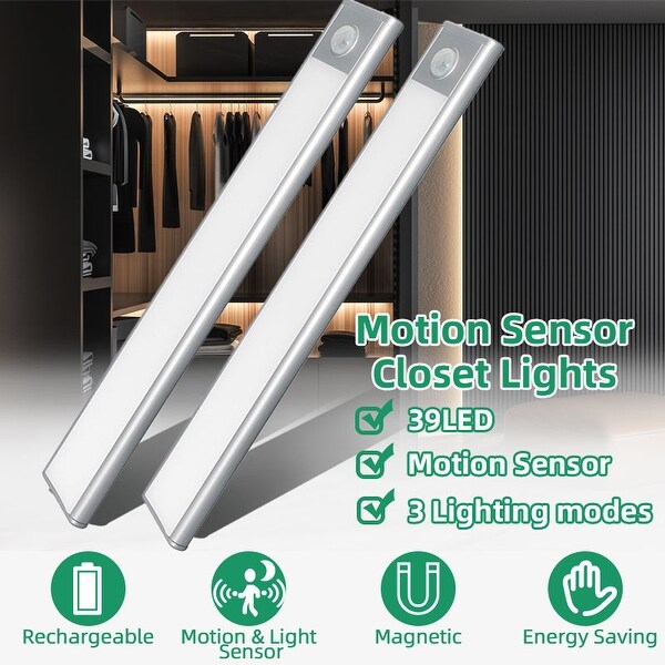 14 LED Portable Motion Sensor Closet Light Night Cabinet Battery Powered Lamp US 