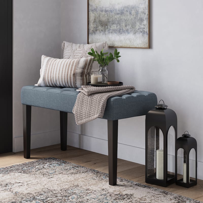 CorLiving California Fabric Tufted Bench - Blue
