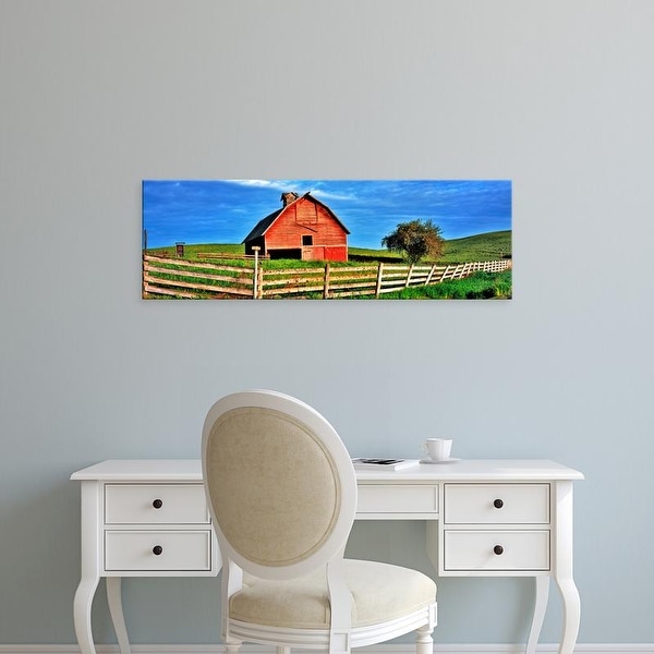 Easy Art Prints Panoramic Image 'Old barn with fence in a field, Palouse, Whitman County, Washington State' Canvas Art