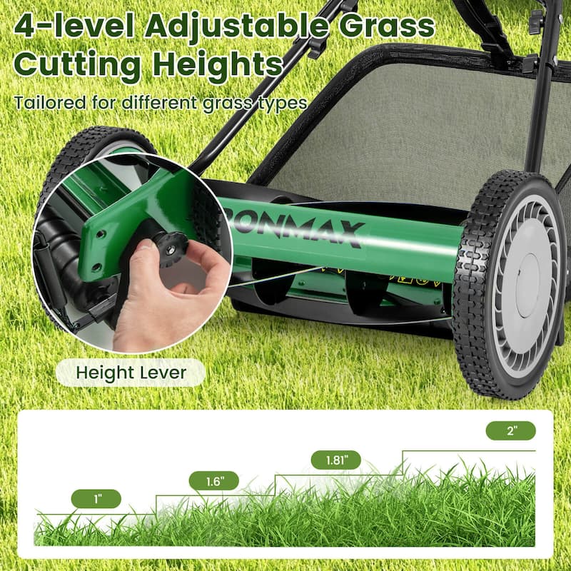 Ironmax 16" Push Lawn Mower with 5-Blade 6.9 Gallon Removable Grass - See Details