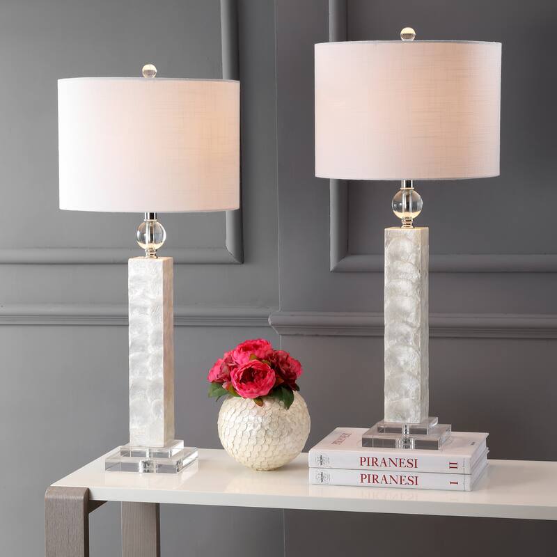 Lucille 32" LED Seashell Table Lamp, White (Set of 2) by JONATHAN Y