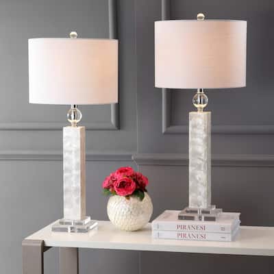 Lucille 32" LED Seashell Table Lamp, White (Set of 2) by JONATHAN Y