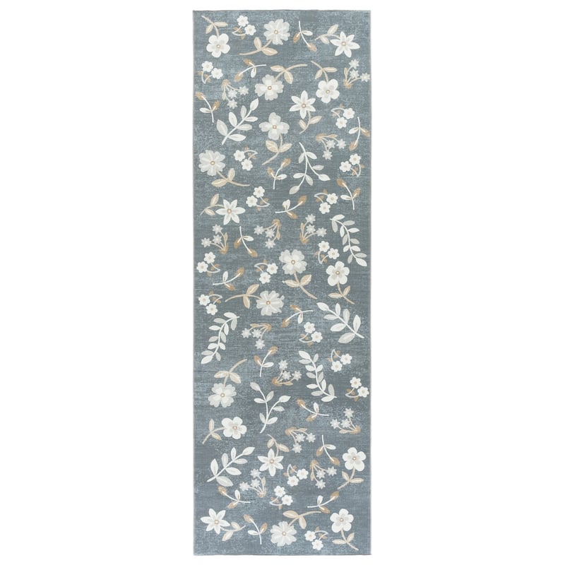 Martha Stewart Nysrete Machine Washable & Slip Resistant Rug - 2'6" x 8' Runner - Dark Grey/Beige