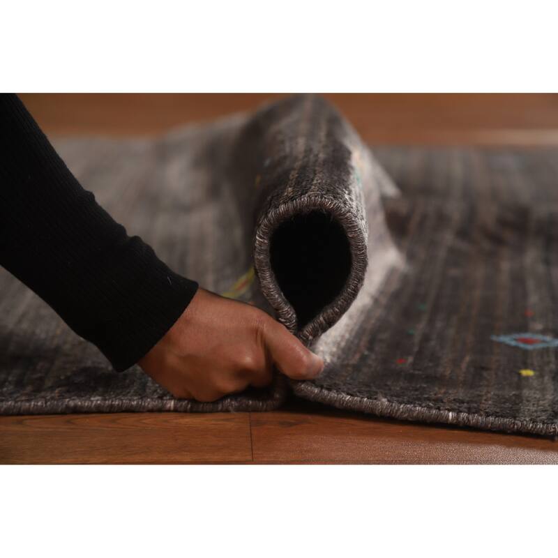 Hand Knotted Oriental 100% Wool Carpet Tribal Tribal Brown Gabbeh Area Rug - 8' 0'' X 4' 9''